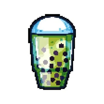Drink bubble tea pixel art vector illustration 스톡 일러스트