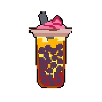 Drink bubble tea pixel art vector illustration Illustrazione stock