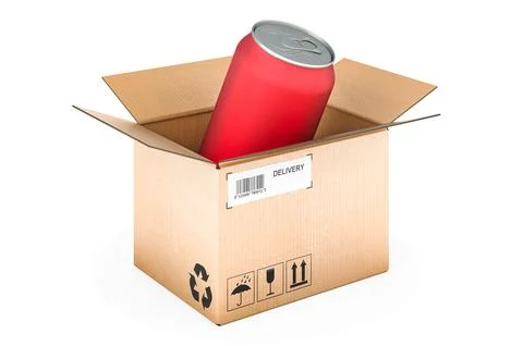 Drink can inside parcel, 3D rendering 스톡 일러스트