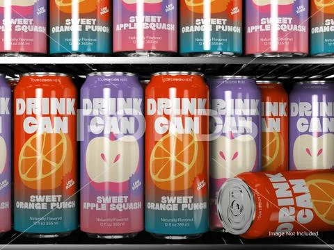 Drink Can Mockup - Beverage Packaging PSD Template