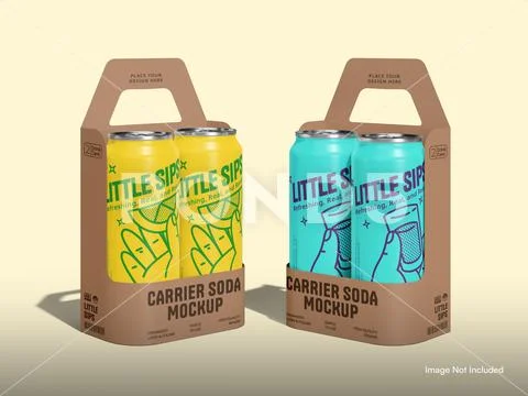 Drink Can Mockup with Holder PSD Template