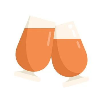 Drink cheers icon flat vector. Glass toast Stock Illustration