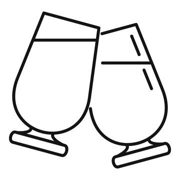 Drink cheers icon outline vector. Glass toast Stock Illustration