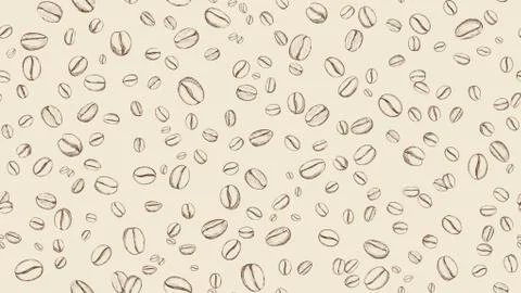 Drink coffee bean seamless background. Pattern with falling coffee beans Illustrazione stock