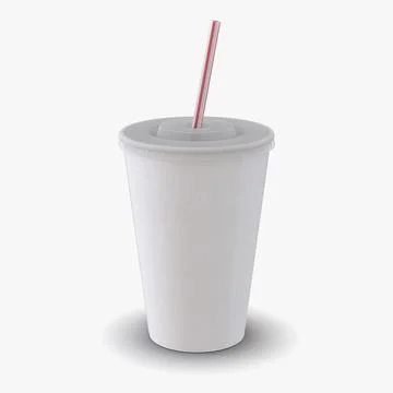 Styrofoam Cup with Plastic Lid and Straw 3D model