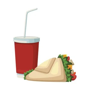 Drink cup and wrap icon, Fast food design Stock Illustration