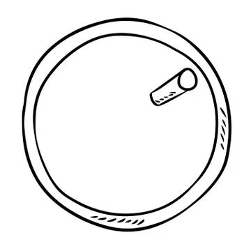 Drink cup of coffee or tea with a straw top view. Hand drawn cartoon style im Stock Illustration