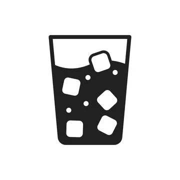 Drink cup with straw icon in flat style. Cocktail with ice cube vector illu.. Stock Illustration