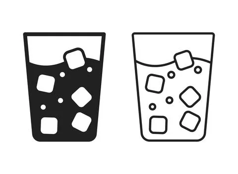 Drink cup with straw icon in flat style. Cocktail with ice cube vector illu.. Stock Illustration