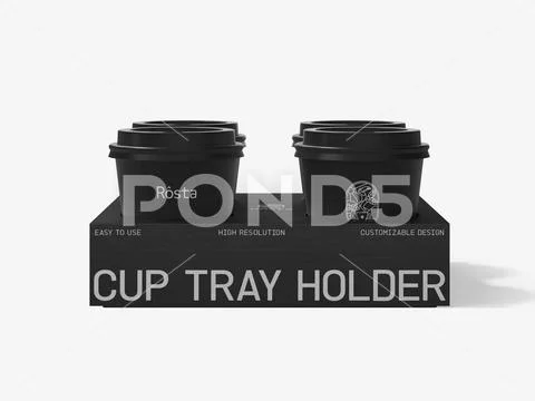 Drink Cup with Tray Holder Mockup 3D PSD Template