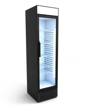 Drink display fridge 3d render on white Stock Illustration
