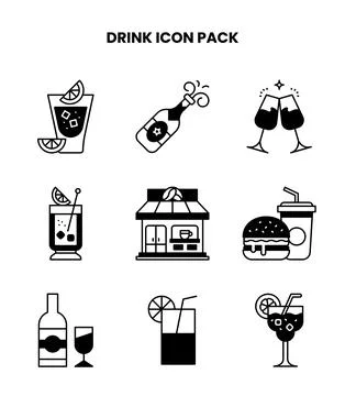 Drink DuoTone Icons Pack Stock Illustration