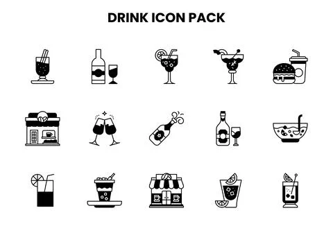 Drink DuoTone Vector Icons Pack Stock Illustration