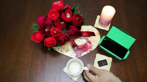 Drink evening fragrant latte Stock Footage 84865032