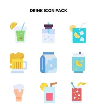 Drink Flat Graphics Icons Pack Illustrazione stock