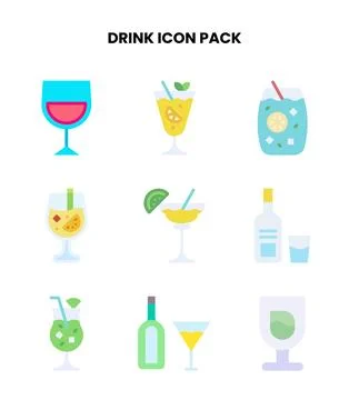 Drink Flat Graphics Icons Pack Illustrazione stock