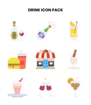Drink Flat Graphics Icons Pack Illustrazione stock