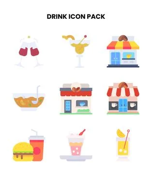 Drink Flat Graphics Icons Pack Stock Illustration