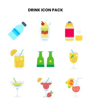 Drink Flat UI Icons Pack Stock Illustration