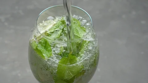 Drink with fresh mint and lime. Stock Footage