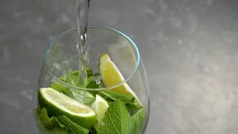 Drink with fresh mint and lime. Stock Footage 109797326