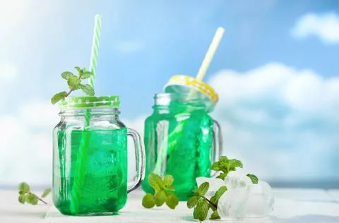 Drink fresh mint with ice. Stock Photos