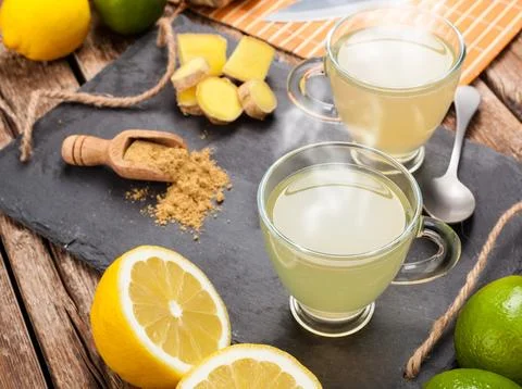 Drink with ginger and lemon. 写真素材
