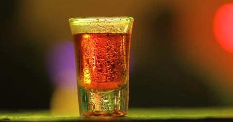 Drink Glass on table Stock Footage 217649570