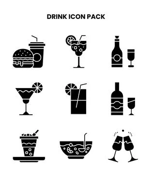 Drink Glyph Graphics Icons Pack Illustrazione stock