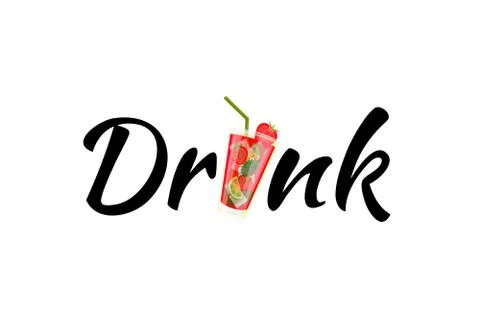 Drink ice alcoholic coctails label text. Vector Stock Illustration