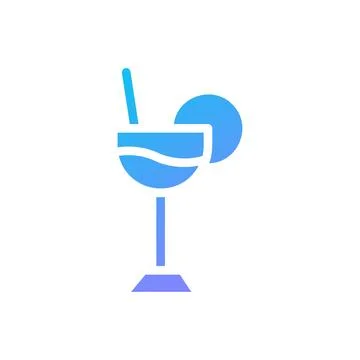Drink Icon solid gradient blue summer beach symbol illustration. Illustrazione stock