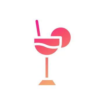 Drink icon solid gradient pink yellow summer beach symbol illustration. Illustrazione stock