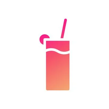 Drink icon solid gradient pink yellow summer beach symbol illustration. Stockillustratie