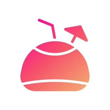 Drink icon solid gradient pink yellow summer beach symbol illustration. Illustrazione stock