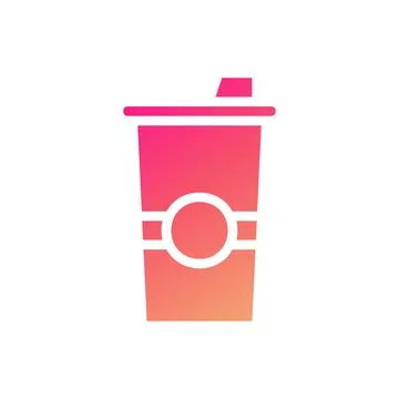 Drink icon solid gradient pink yellow summer beach symbol illustration. Stock Illustration