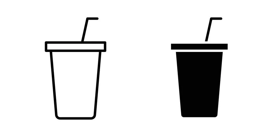 Drink icon solid, line, and editable vector set. Stock Illustration