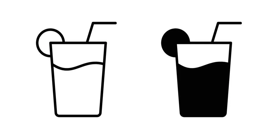 Drink icon vector concepts, line and silhouette style Stock Illustration