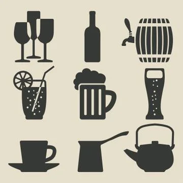 Drink icons set Stock Illustration