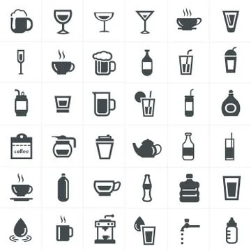 Drink icons set. Stock Illustration