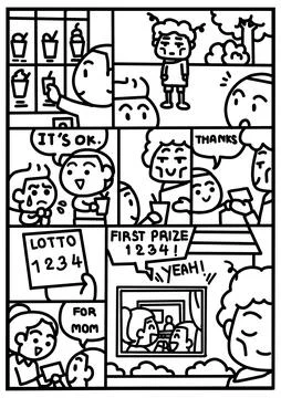 The Drink of Infinite Fortune Comic Strip. Illustrazione stock