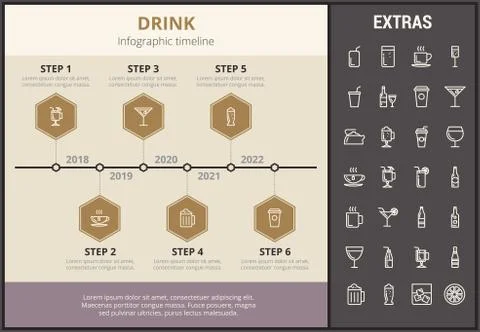 Drink infographic template, elements and icons. 스톡 일러스트
