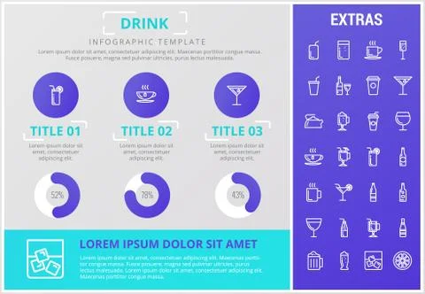 Drink infographic template, elements and icons. Stock Illustration