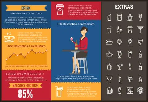 Drink infographic template, elements and icons. Stock Illustration