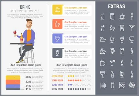Drink infographic template, elements and icons. Stock Illustration