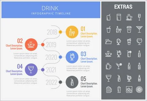 Drink infographic template, elements and icons. Stock Illustration