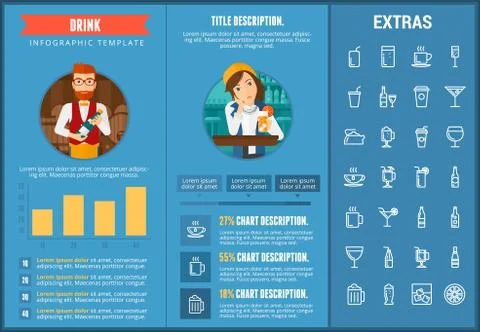 Drink infographic template, elements and icons. Stock Illustration