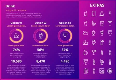 Drink infographic template, elements and icons. Stock Illustration