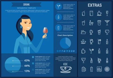 Drink infographic template, elements and icons. Stock Illustration