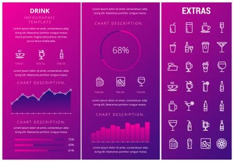Drink infographic template, elements and icons. Stock Illustration