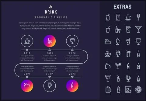 Drink infographic template, elements and icons. Stock Illustration